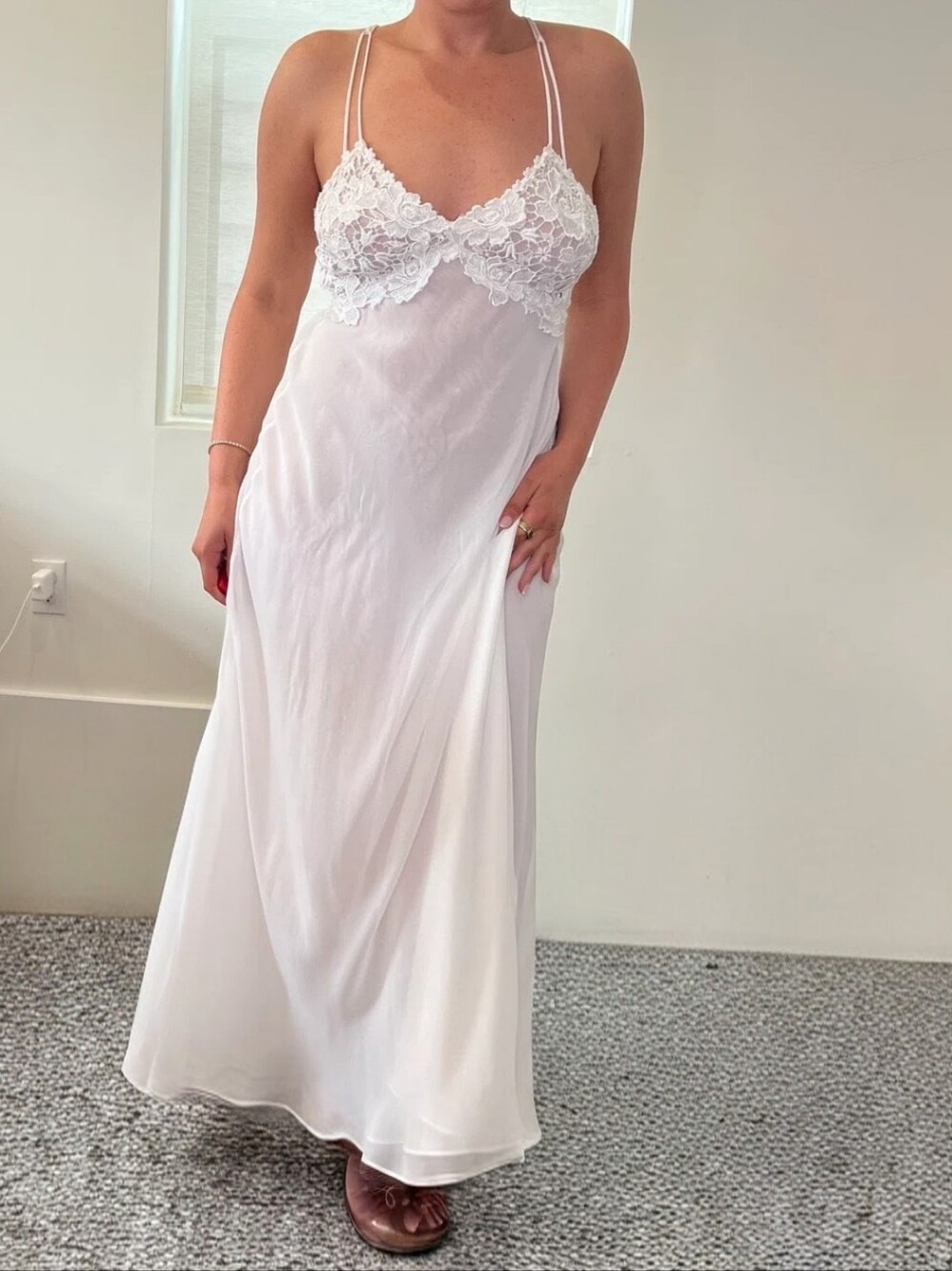 Flora Nikrooz Bridal Lace & Chiffon Maxi Gown/ Slip Dress